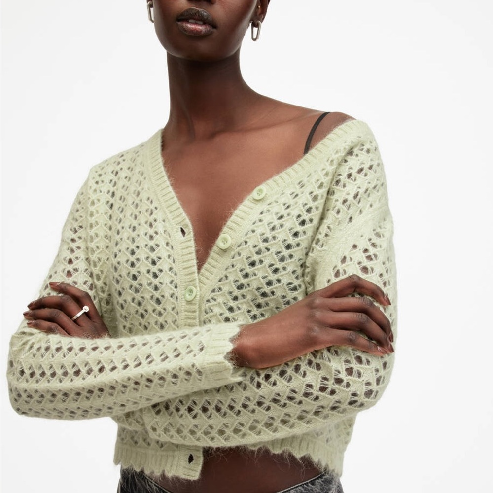 NWT Allsaints Vivian Open Stitch V-Neck Cardigan